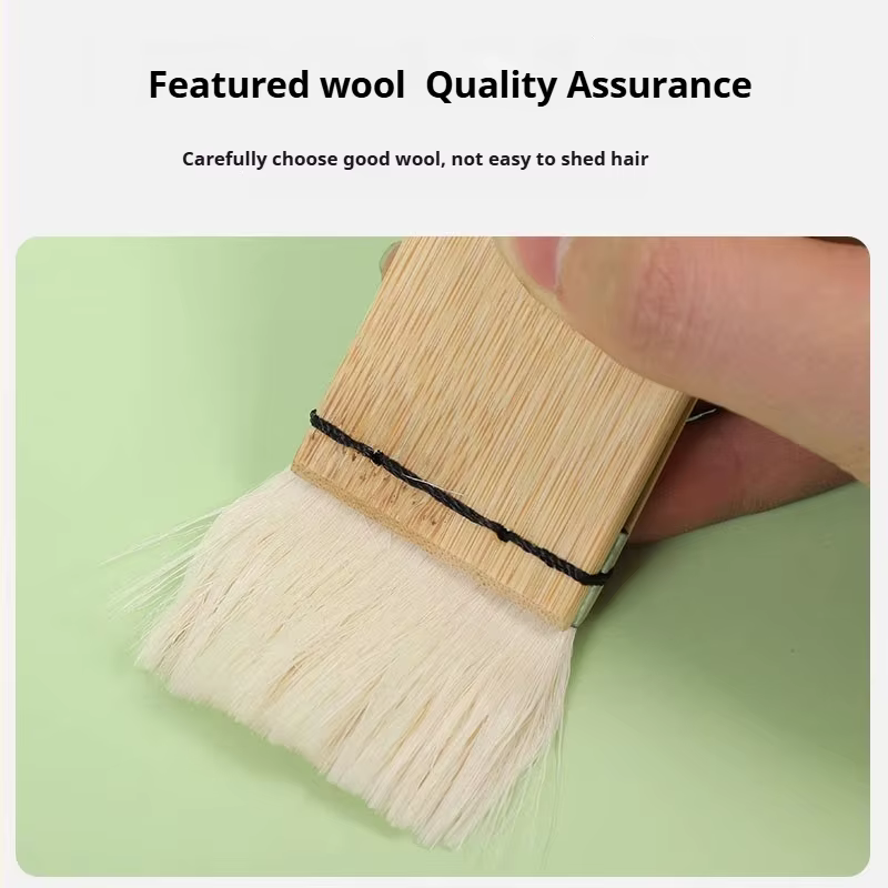 Pinceaux de peinture plats en laine, pinceaux de peinture d'artiste pour peintures à l'aquarelle acrylique à l'huile, fournitures d'art pour dessin, poignées en bois
