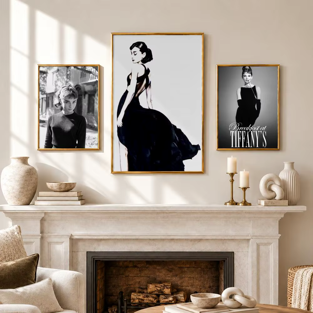 Affiche HD autocollante Audrey Hepburn, icône de la célébrité, sans résidu après retrait, idéale pour tous types de décoration murale