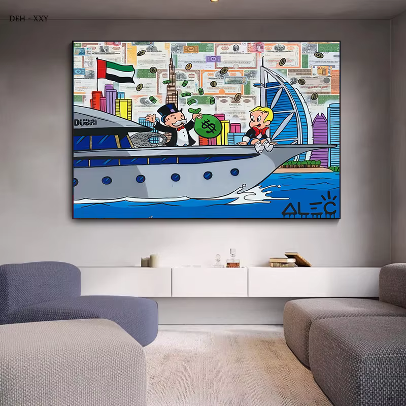 Alec monopole et Richie toile peinture Rich Man Dollars affiches Graffiti rue mur Art photo pour la maison chambre décor sans cadre