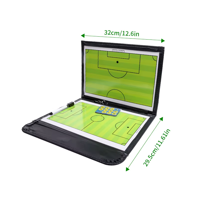 1 planche tactique de football à 3 volets, planche d'entraînement pliante de couleur, planche d'enseignement en cuir, tableau d'enseignement à stylo magnétique