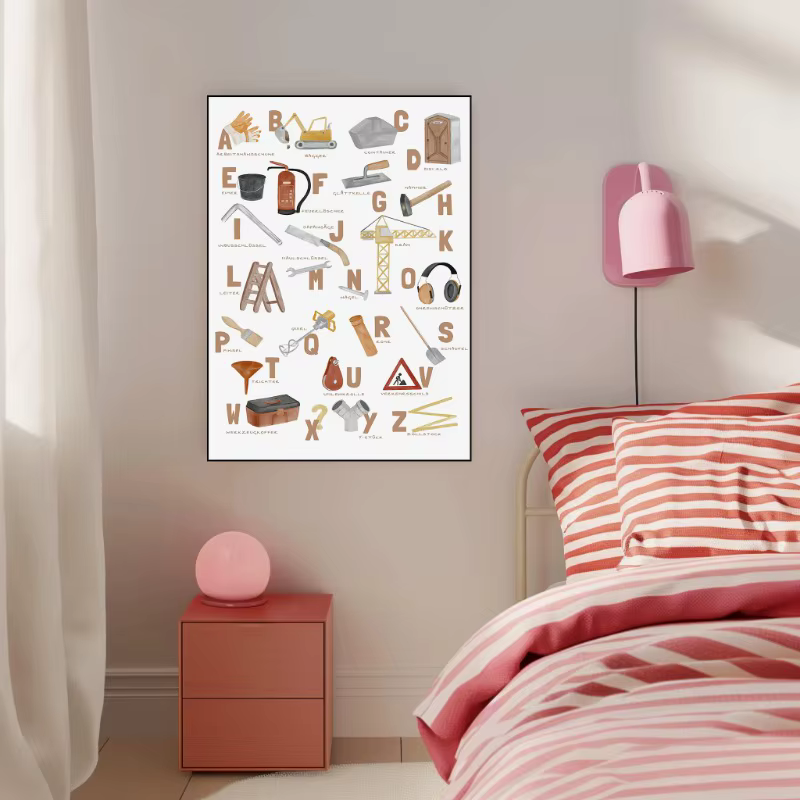 Affiche de la série éducative Alphabet, toile imprimée, images de maison pour salon, chambre d'enfant, décor moderne, peinture sans cadre