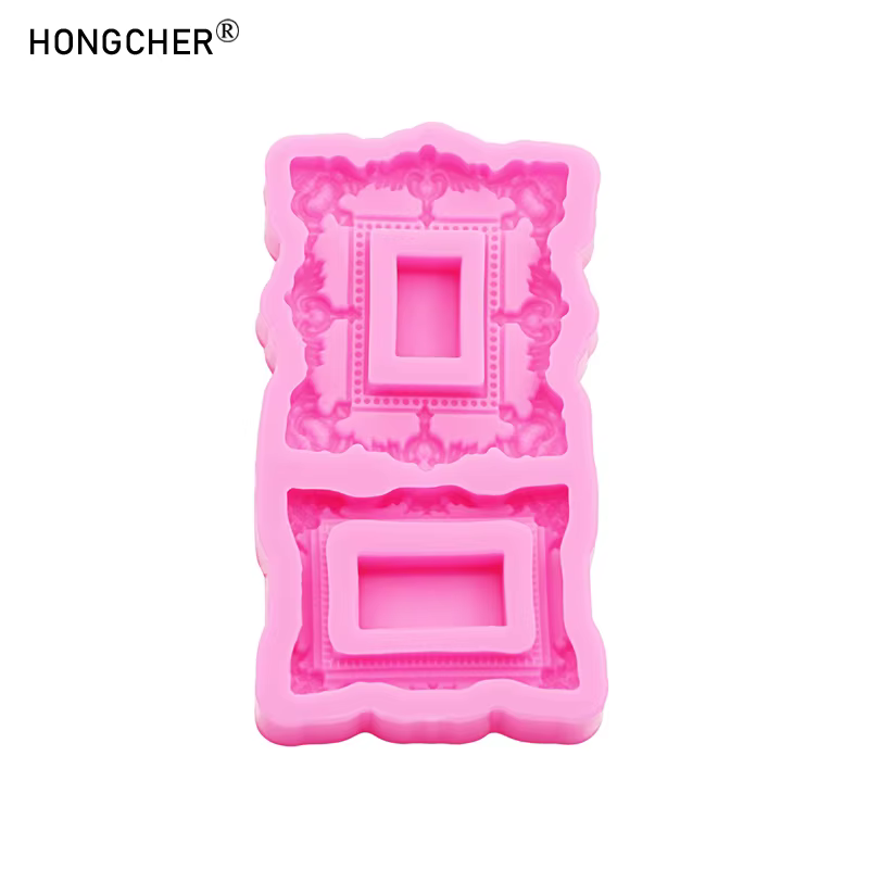 Moule en silicone pour décoration de gâteau au chocolat, petite sculpture en forme de cadre photo gaufré européen, moule DIY en résine pour cadre photo