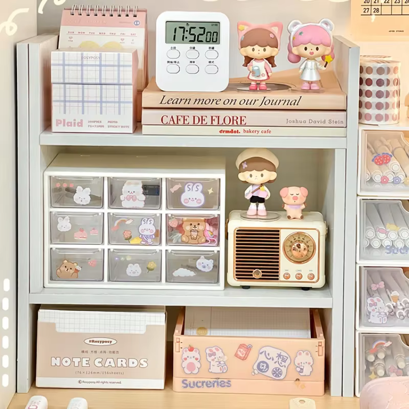 Ins Kawaii – étagère de rangement de bureau, support de bureau, bricolage, organisateur de bureau, armoire combinée pour étudiants, présentoir de rangement