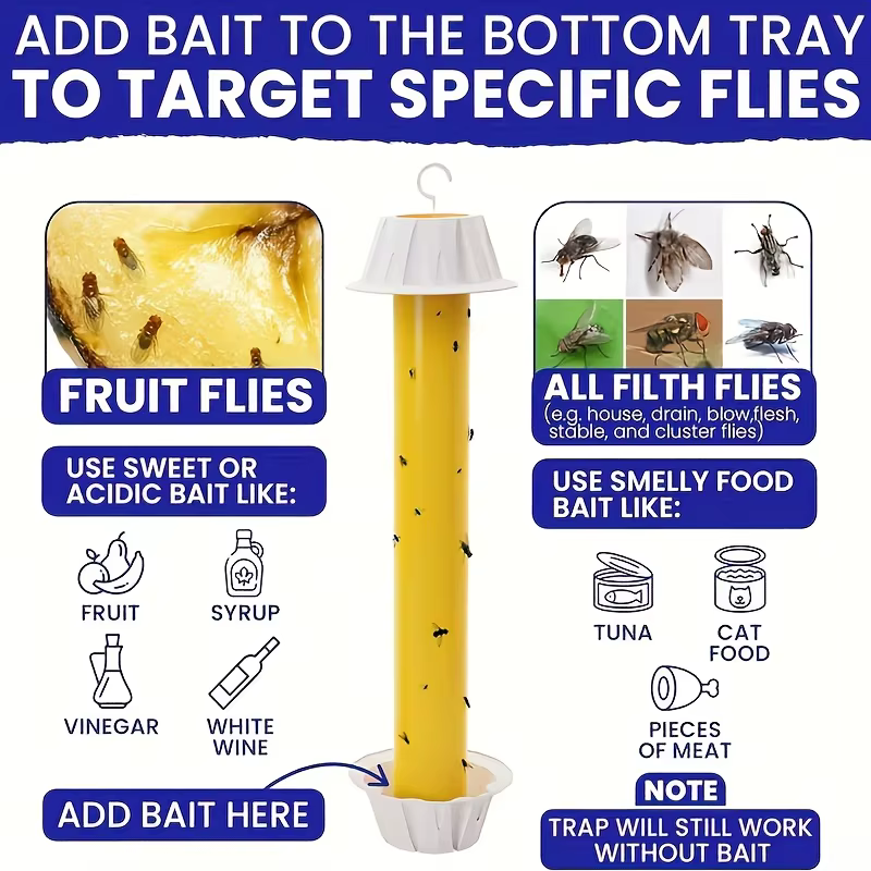 Piège à insectes collant suspendu, 2 pièces, adapté à une utilisation intérieure et extérieure, utilisé pour contrôler les mouches, les moustiques et autres insectes.