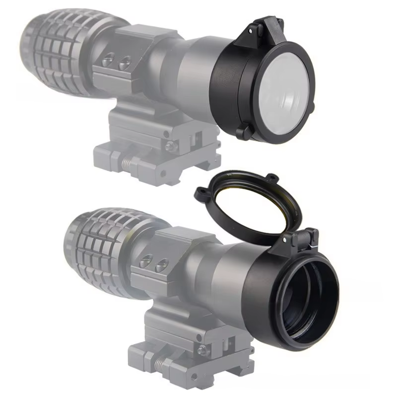 Couvercle d'objectif de portée de fusil Transparent de chasse, calibre 30mm-69mm, vue tactique rabattable, capuchon de protection à ouverture rapide, couvercle d'objectif