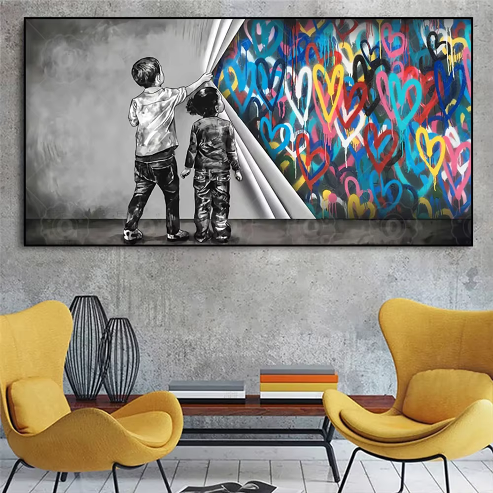 Affiche murale abstraite avec Graffiti de rue, tendance, haut de gamme, décoration murale moderne pour la maison, peinture imprimée sur toile, décoration de salon