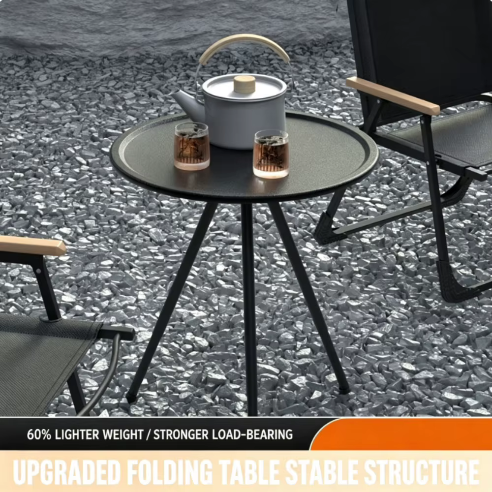 Table pliante portable d'extérieur avec support triangulaire, petite table ronde, table de camping, table de pique-nique, table à thé simple