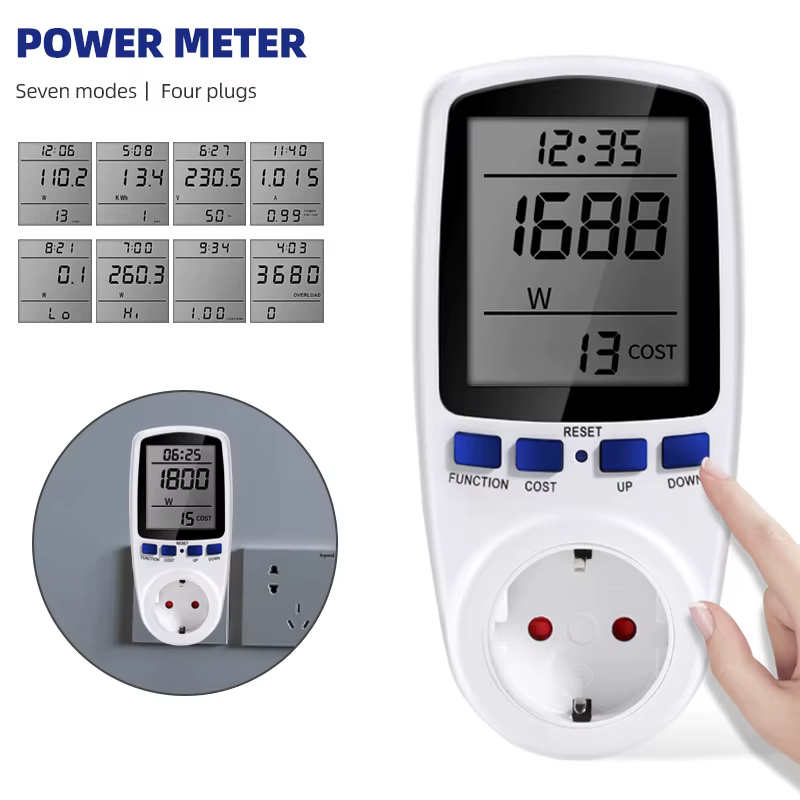 Wattmètre de tension numérique, compteur de puissance 110/250V, consommation d'énergie, prise KWh, prise EU/US/UK/FR, moniteur d'analyse d'électricité