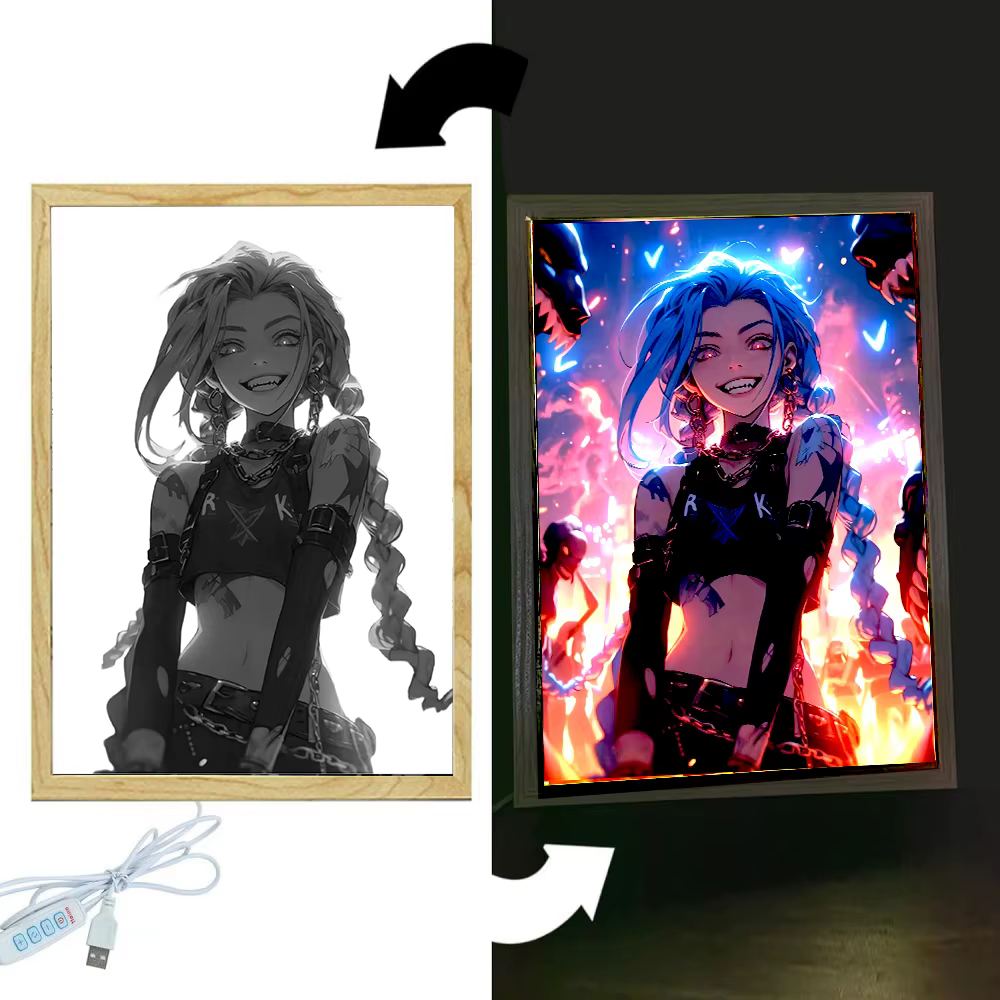 Figurine d'anime League of Legends, peinture lumineuse, cadre Photo, veilleuse, figurines d'action, décor de salle de jeu, cadeaux de noël