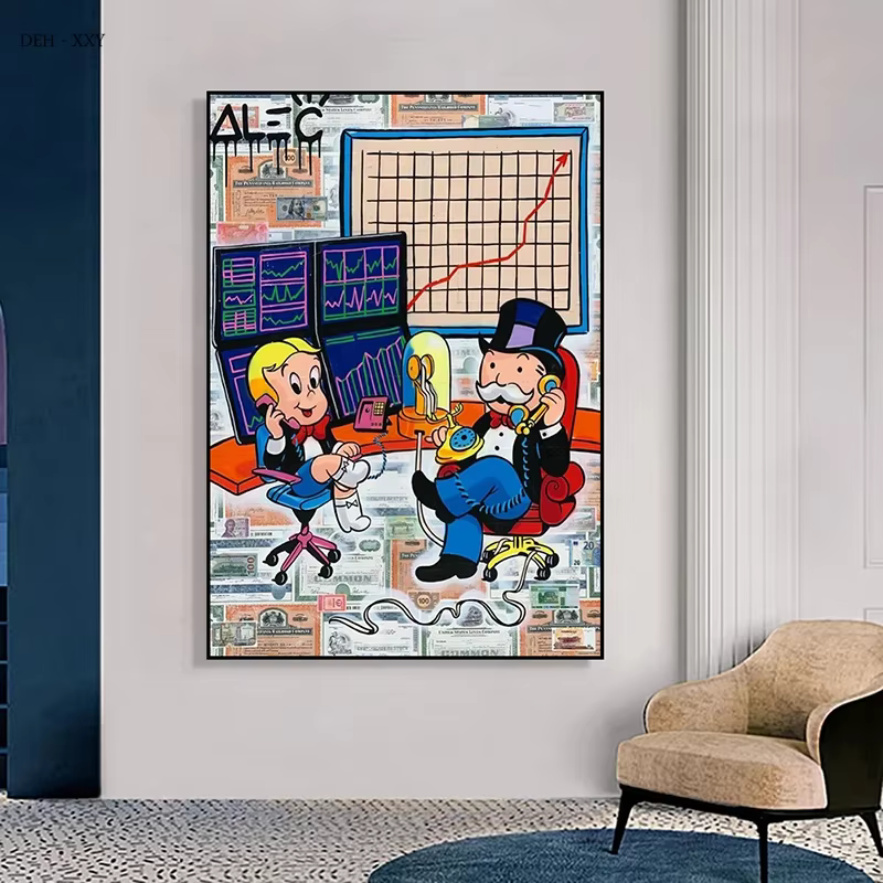 Alec monopole et Richie toile peinture Rich Man Dollars affiches Graffiti rue mur Art photo pour la maison chambre décor sans cadre