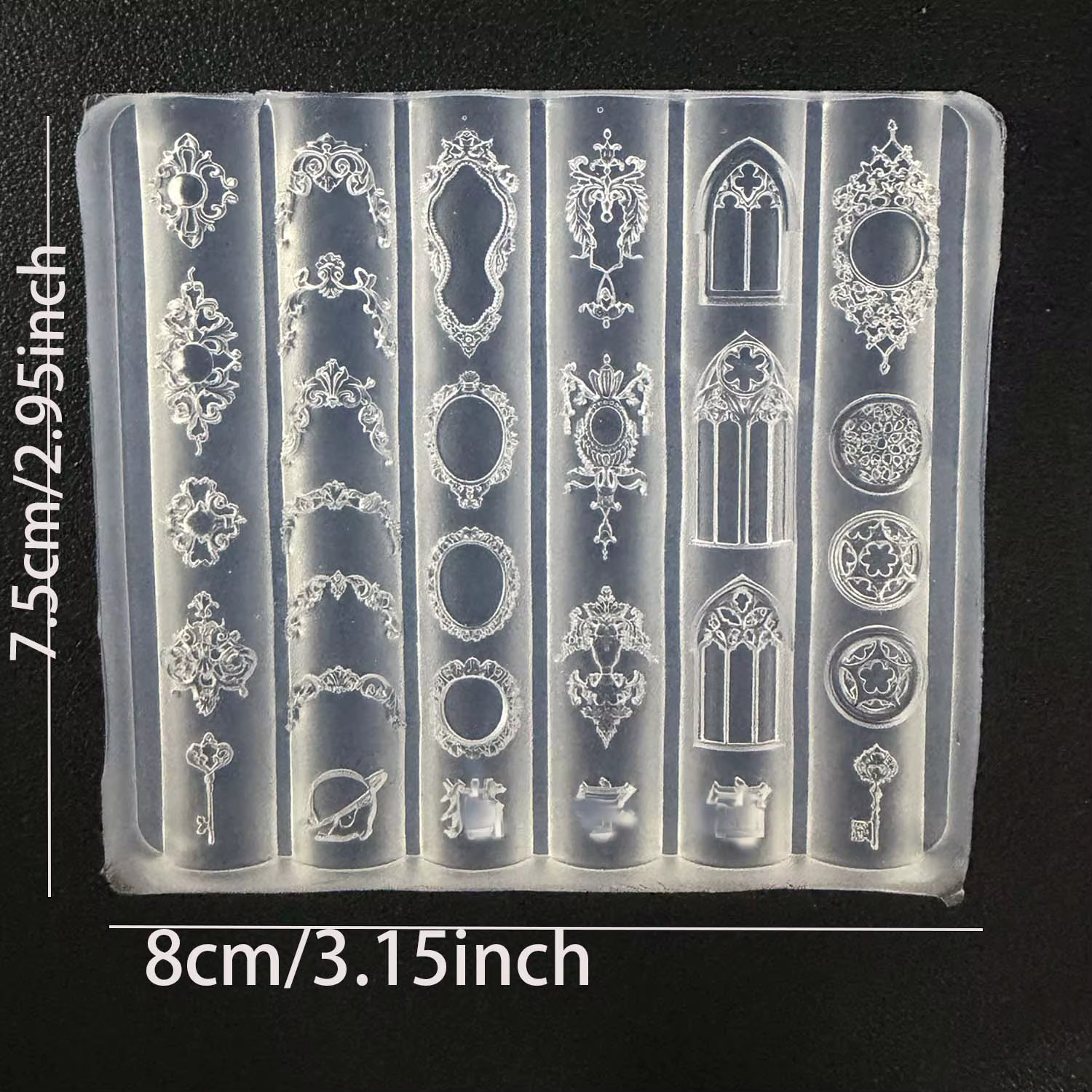 1 moule en silicone pour nail art, motif dessin animé mignon, fleur, chaîne, cerise, nœud, design 3D transparent, pour décoration d'ongles DIY