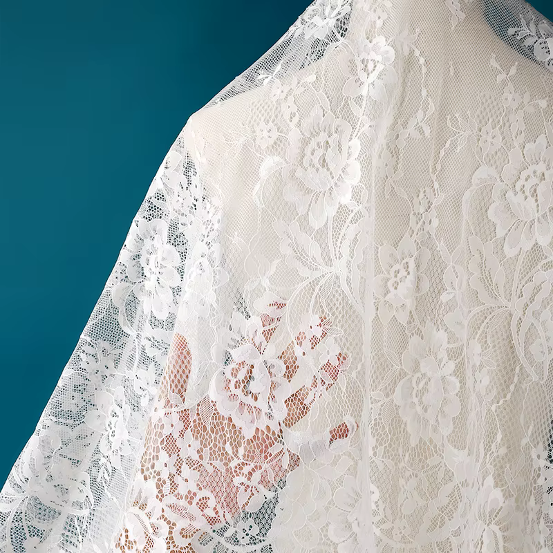 Tissu français en dentelle à cils de 1.5m de large, pour robe de mariée, nappe, rideau, accessoires blancs