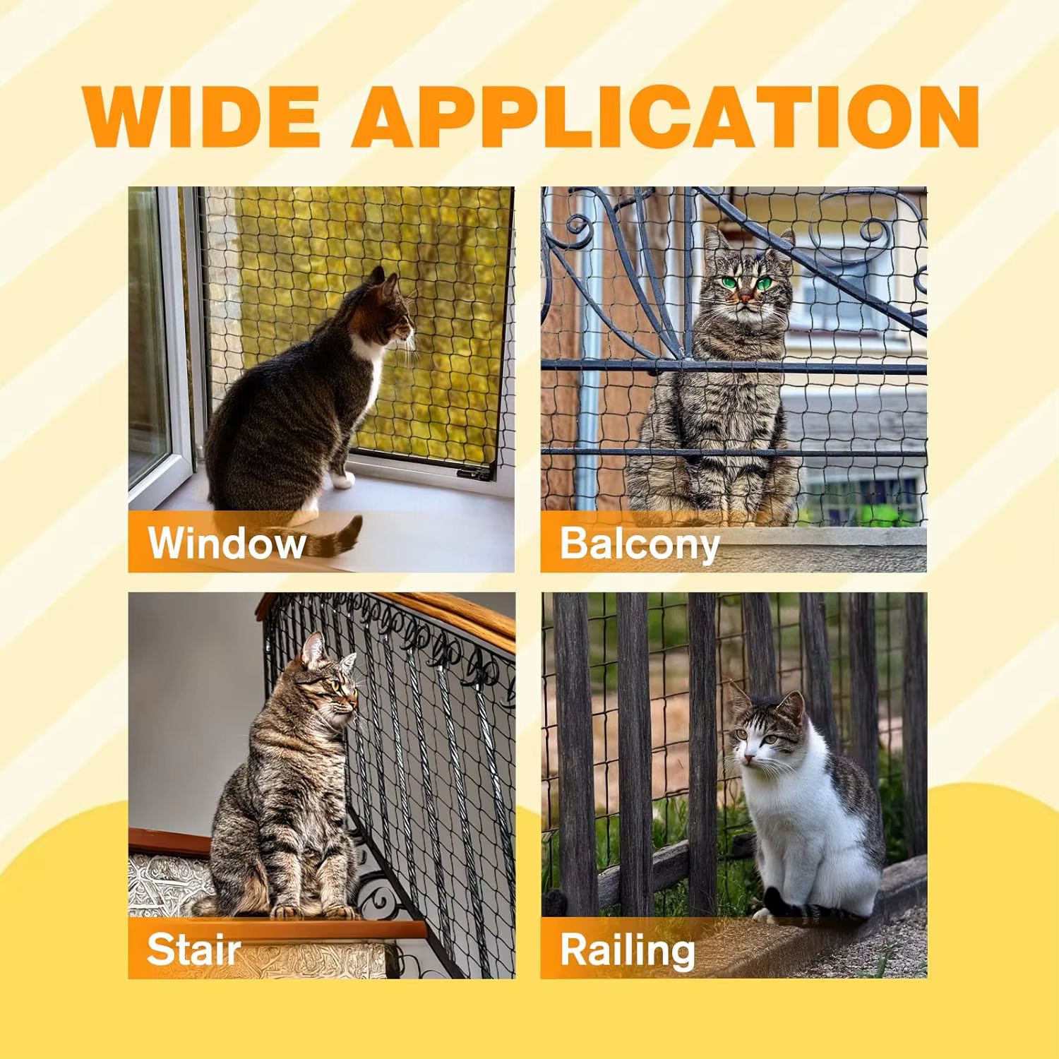 Filet de sécurité pour chat, filet Anti-chute pour chat, filet de jardin Anti-oiseau avec renfort de fil, clôture pour chat résistante aux morsures pour balcon
