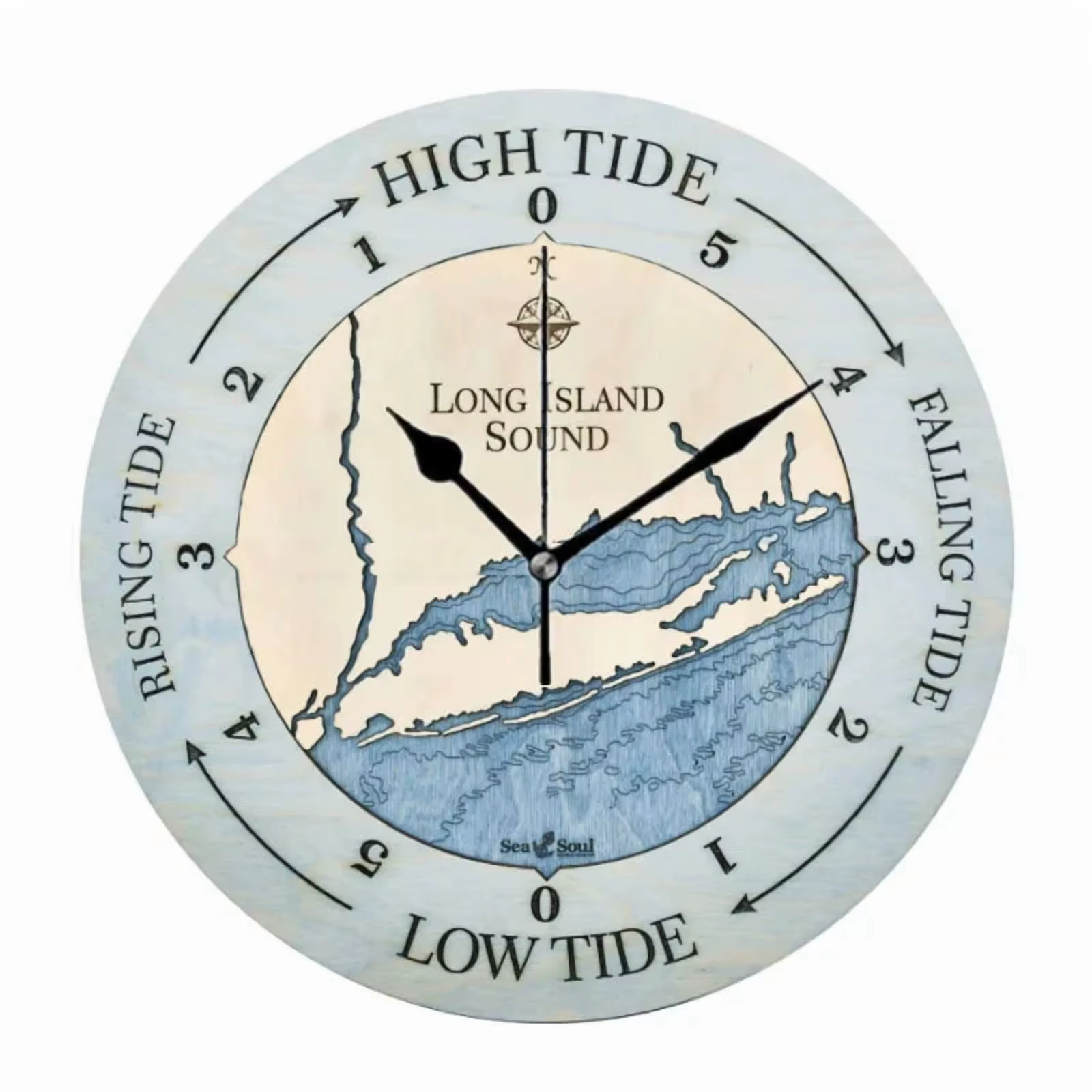 Horloge murale ronde rustique de style côtier, thème Océan et Marée, grande taille, pour chambre et décoration intérieure, 10 pouces