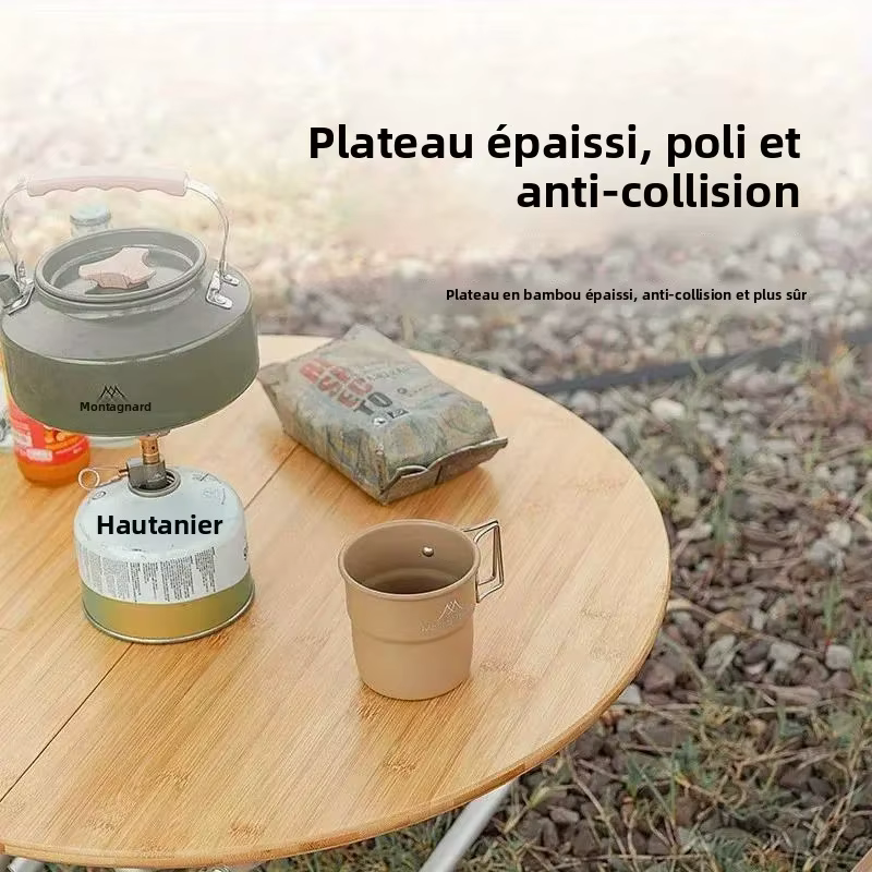Petite table ronde relevable, table pliante, table portable ultra-légère pour le camping en plein air