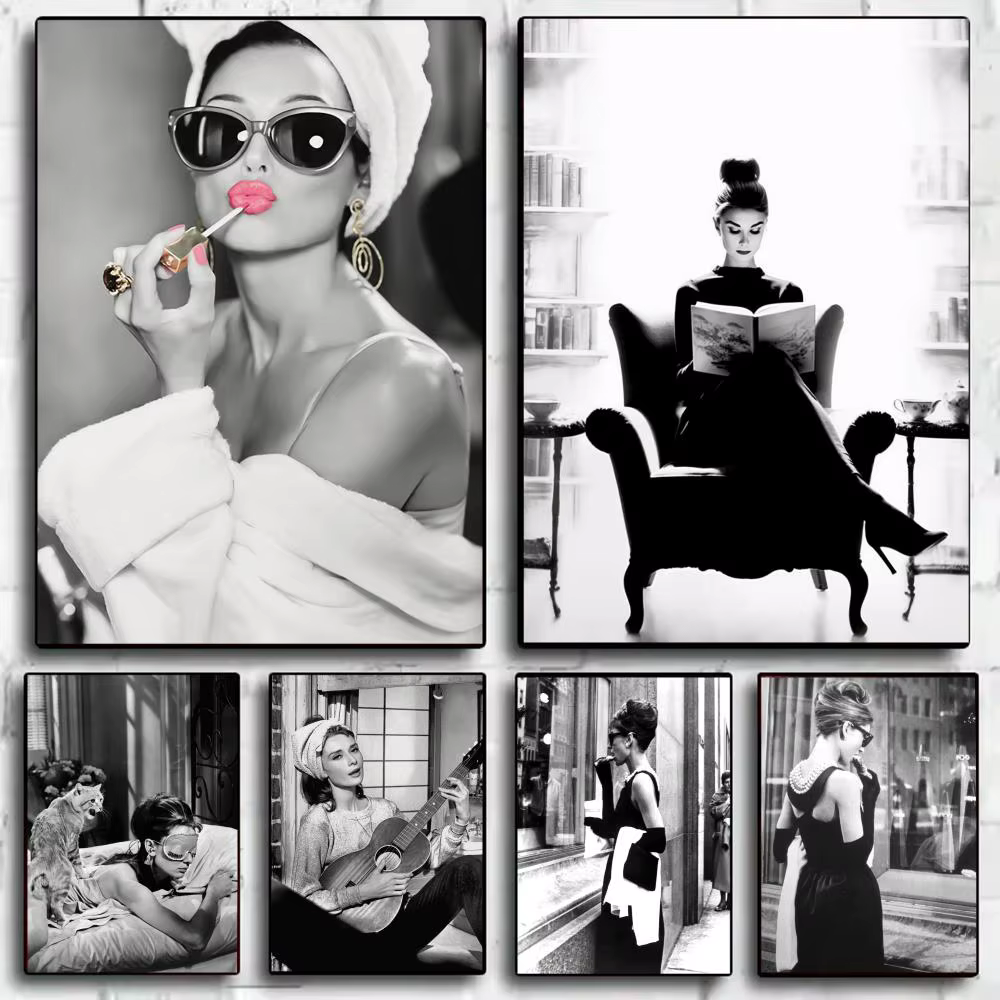 A-Audrey Hepburn affiche autocollants HD peinture imperméable Art mural pour chambre salon décor à la maison décoration cadeau