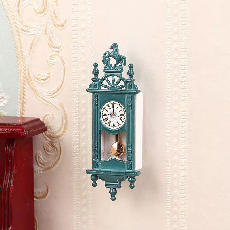 1 pièce - Accessoires de scène pour maison de poupée - Mini horloge romaine rétro - Décoration de salon - Horloge suspendue