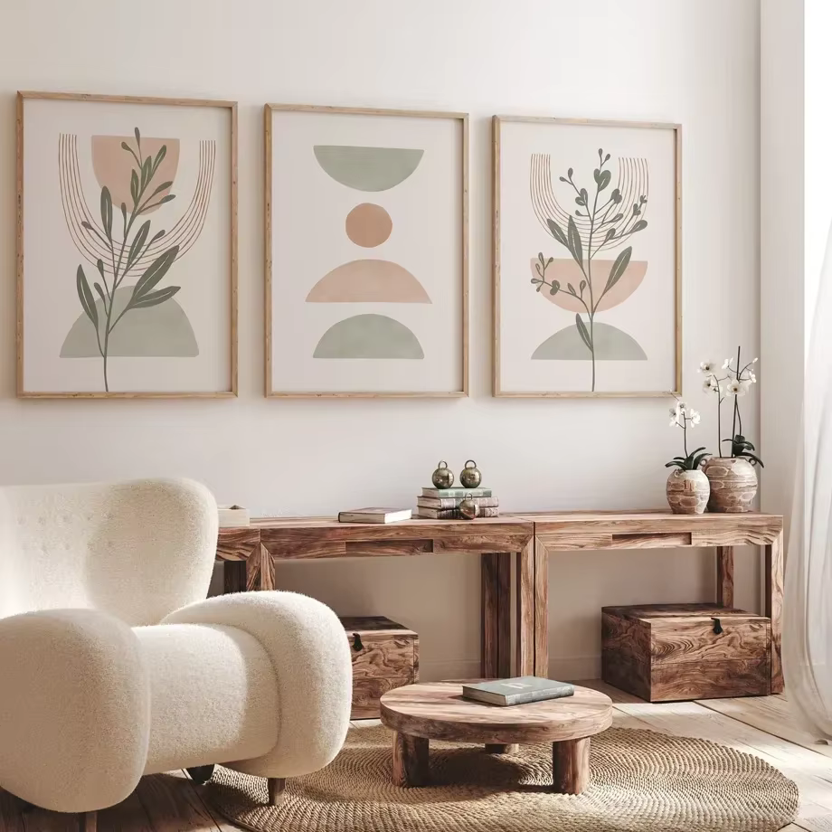 Art mural abstrait simple scandinave, ligne bohème, cuir chevelu géométrique, affiche sur toile HD, impressions, décoration de la maison, chambre à coucher, salon