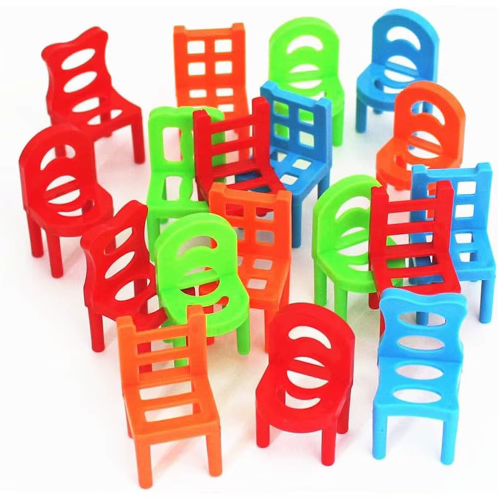 Jeu de société de chaises d'équilibre 18 pièces/ensemble, Mini blocs d'empilage, assemblage, formation en équilibrage familiale, jouet éducatif interactif pour enfants