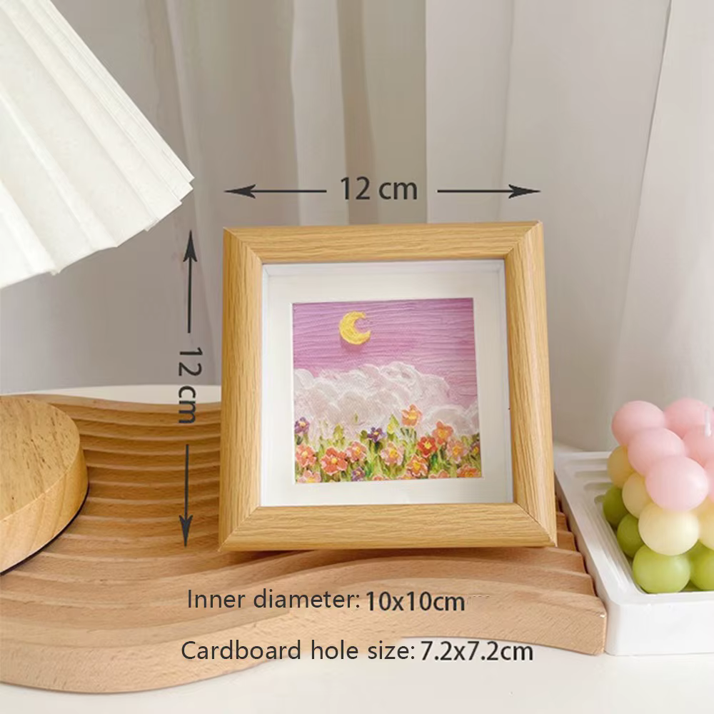Mini cadre photo créatif en bois, ornements en bois, cadre photo DIY, cadre d'affichage carré pour peinture