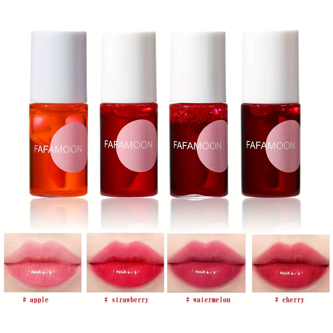 Teinte à lèvres fruitée 4 couleurs, gloss hydratant, rouge à lèvres liquide waterproof, non-collant, haute pigmentation, couleurs longue durée