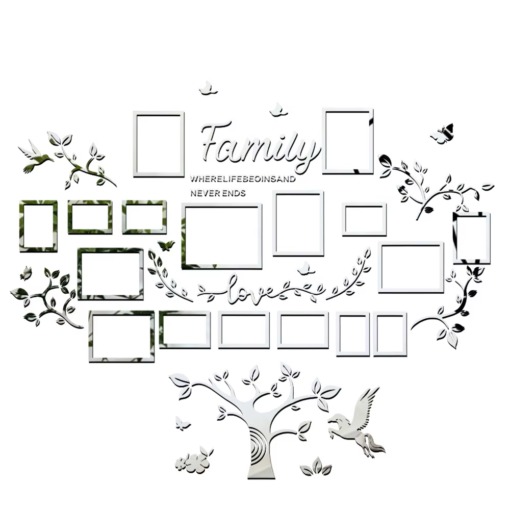 Grandes Décorations Murales Arbre Généalogique avec Cadres Photo, Autocollants Amovibles pour Souvenirs Familiaux, Décoration de Fond pour Salon