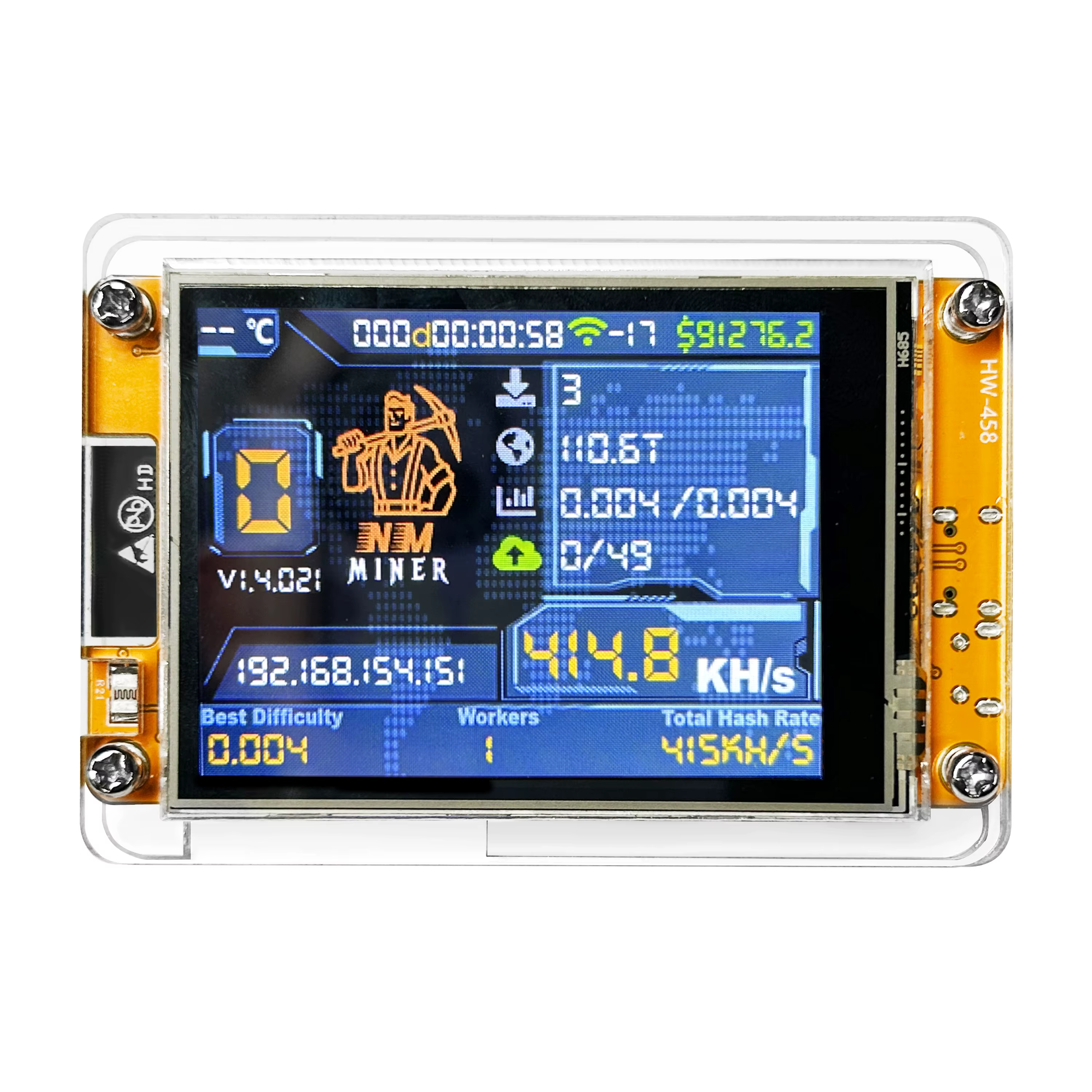 NMMiner NerdMiner V2 Hashrate Lucky Miner ESP32 Écran intelligent 2,8 pouces Crypto Solo Lottery 960KH/s Bitcoin ESP32-2432S028R DROOM