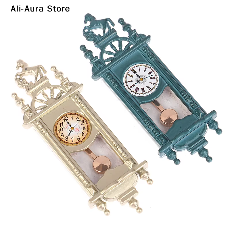 1 pièce - Accessoires de scène pour maison de poupée - Mini horloge romaine rétro - Décoration de salon - Horloge suspendue