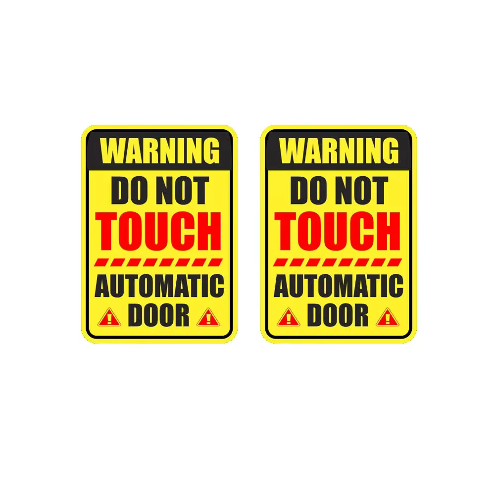 Autocollant de porte automatique, lot de 2, 7 pouces de haut x 5 pouces de large, ne touchez pas, autocollant d'avertissement, fenêtre d'affaires, avertissement de sécurité