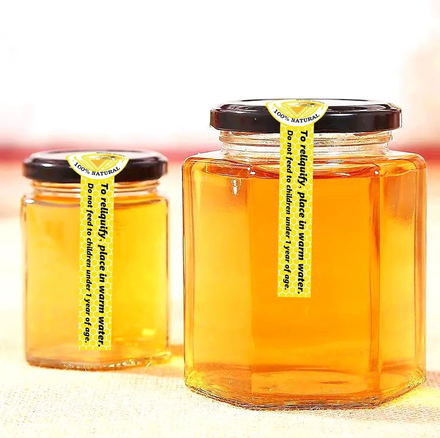 500 pièces autocollants de miel pur inviolable 1x3.5 pouces étiquettes de sceaux inviolables étiquette de miel pour pots de miel étiquettes de couvercle de bouteille