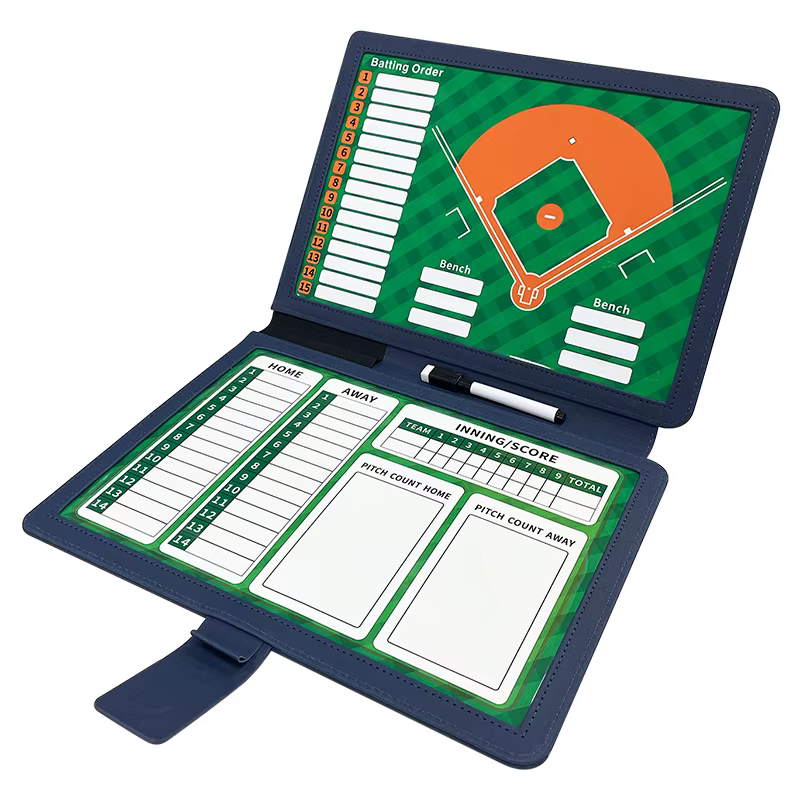 Tableau d'entraînement de baseball pliable, double face, magnétique, inscriptible et effaçable, pour l'entraînement et la stratégie, portable, 12,6 x 9,4 pouces