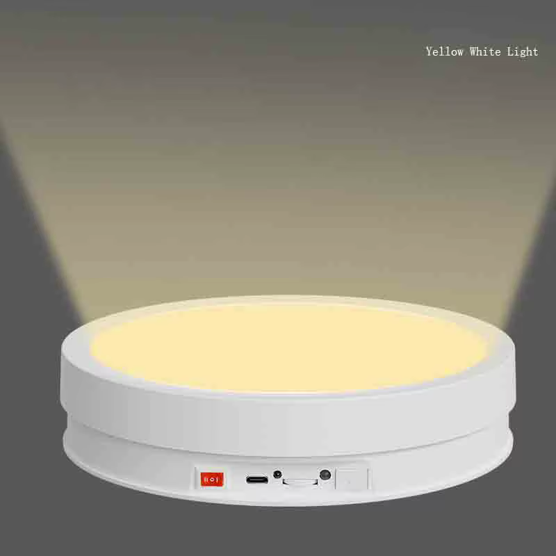 Table de présentation rotative électrique avec télécommande pour cosmétiques, parfums, tournage vidéo en direct, éclairage lumineux, plateau tournant