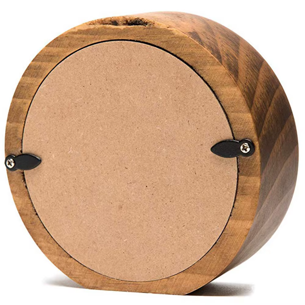 ABYN-horloge analogique de bureau et de Table en bois en pin véritable (foncé)-à piles avec mécanisme silencieux précis