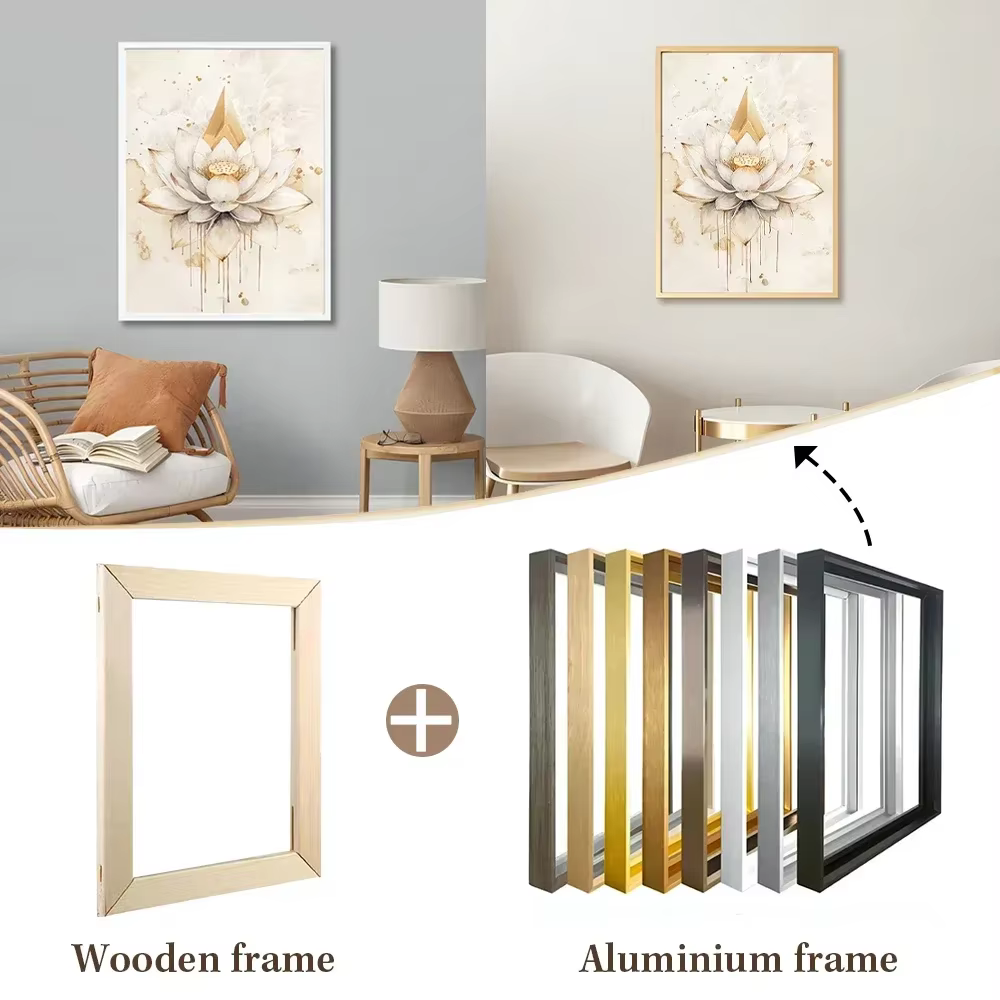 Cadres en aluminium en métal personnalisés pour la décoration intérieure, noir et doré, toile, peinture à l'huile, peinture au diamant, œuvre d'art, affiches d'art mural, bricolage