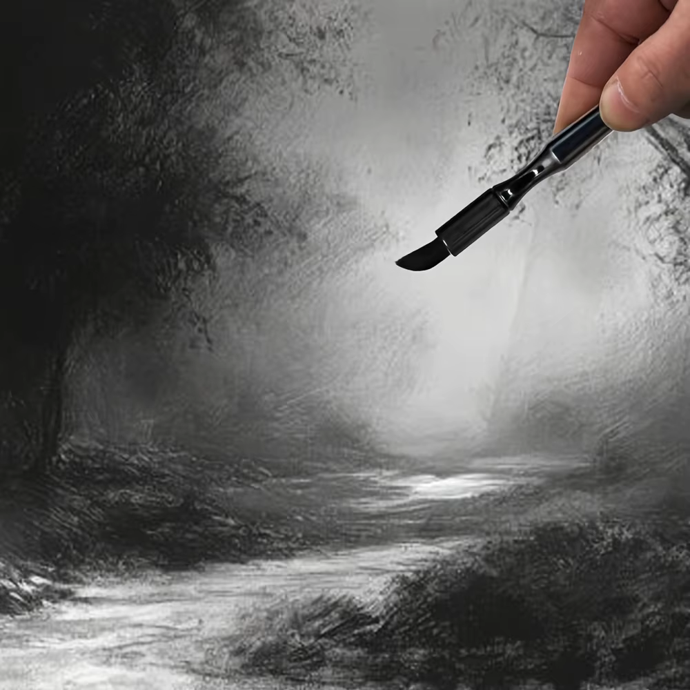 Pinceau de rendu noir, pinceau aquarelle durable pour charbon de bois, pastel et gaufrage – Idéal pour le bricolage et le scrapbooking