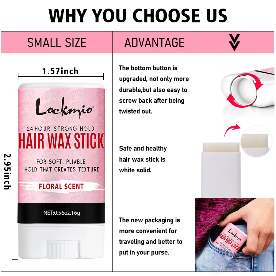 Bâtons de cire coiffants pour femmes et enfants, cire solide lisse Anti-frisottis, produits de finition longue durée pour perruque naturelle et cheveux cassés