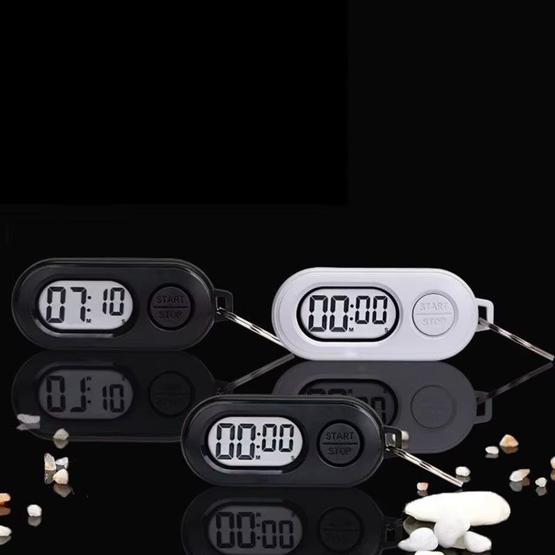 Horloge électronique porte-clés chronomètre ports petite minuterie d'arrêt porte-clés écran LCD horloge numérique accessoires de compte à rebours légers