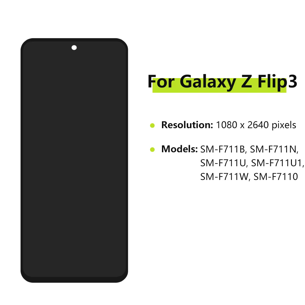 Écran LCD TFT de qualité pour Samsung Z Flip 3 F711B, écran tactile avec cadre, assemblage de numérisateur pour Samsung Galaxy Z Flip3 5G