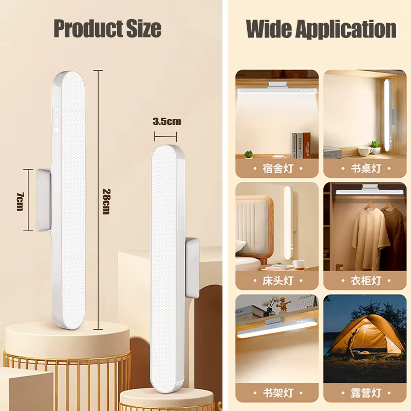 Lampe de Table LED suspendue magnétique, Rechargeable par USB, lampe de bureau, 3 couleurs, lampe de lecture, variable, pour armoire, garde-robe, veilleuse