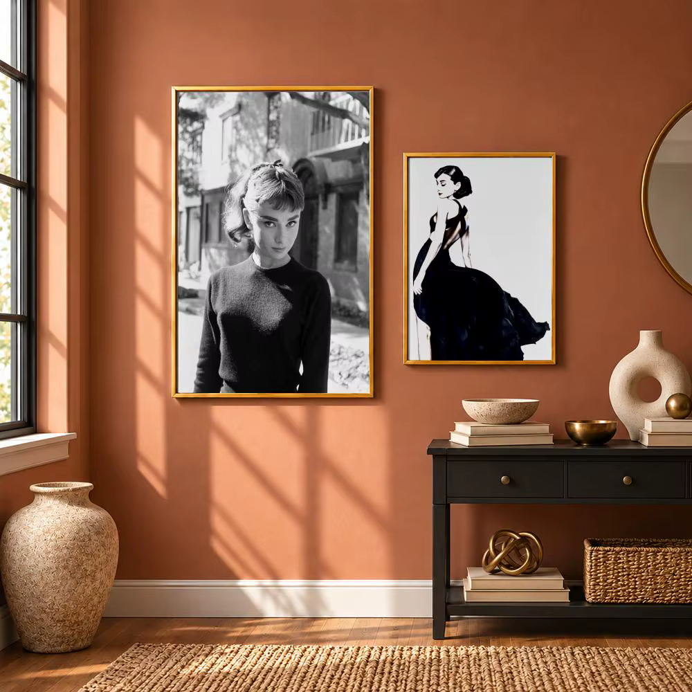 Affiche HD autocollante Audrey Hepburn, icône de la célébrité, sans résidu après retrait, idéale pour tous types de décoration murale