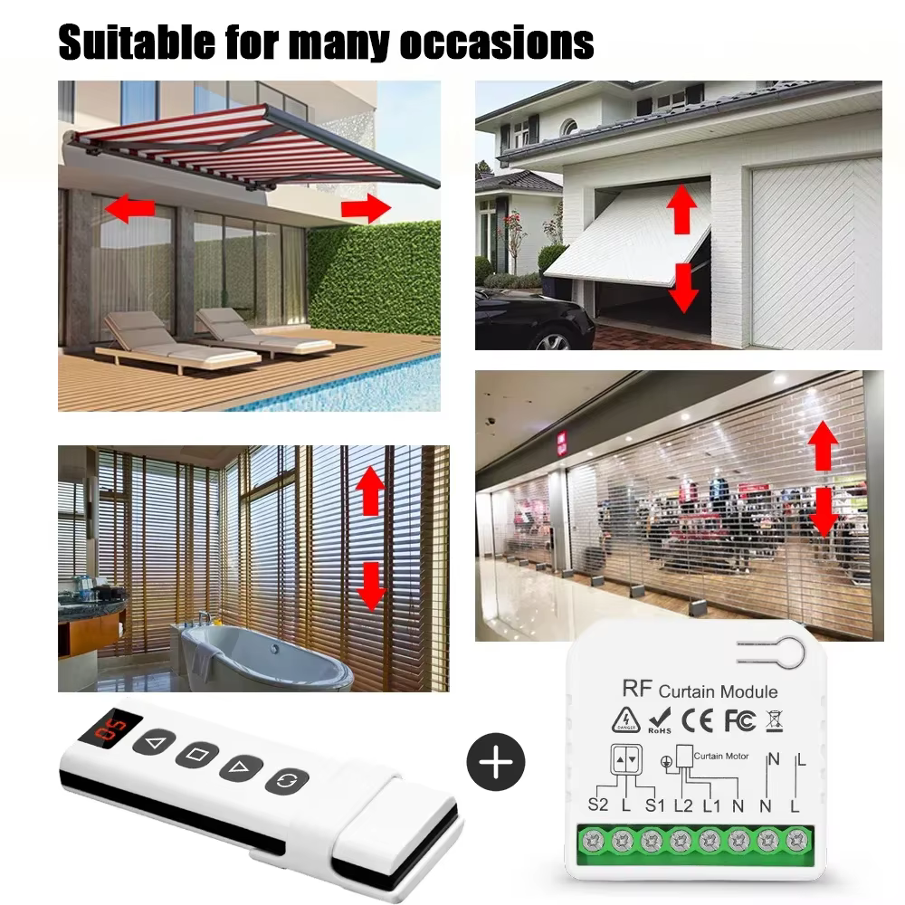 Volet roulant électrique pour porte de garage, interrupteur de rideau, télécommande 5CH, moteur de store électrique, technologie, 433 V, 110V, 16A, 220 Mhz