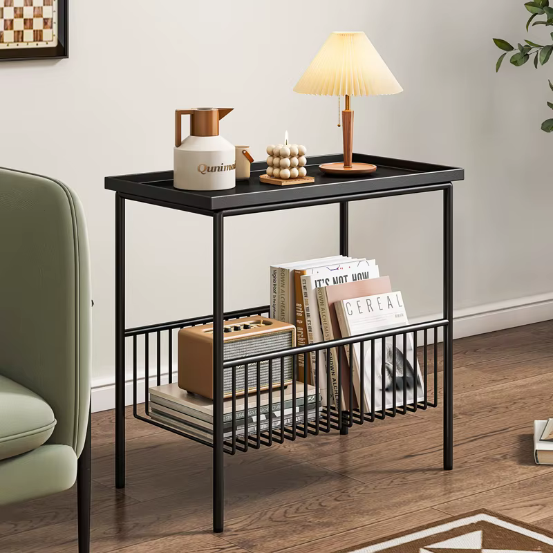 Table d'appoint multifonctionnelle en fer, Table d'angle de canapé de luxe, support de rangement minimaliste moderne pour le salon