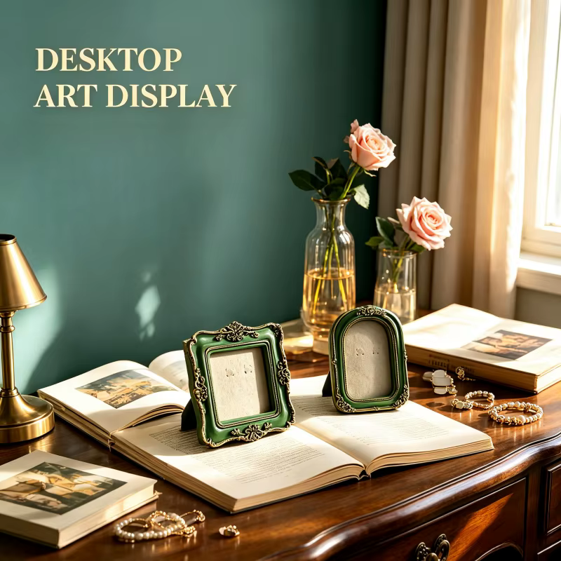 Mini cadre photo vintage baroque, décoration murale ou de table, cadre photo en résine en relief, art européen, décoration de bijoux, accessoires photo