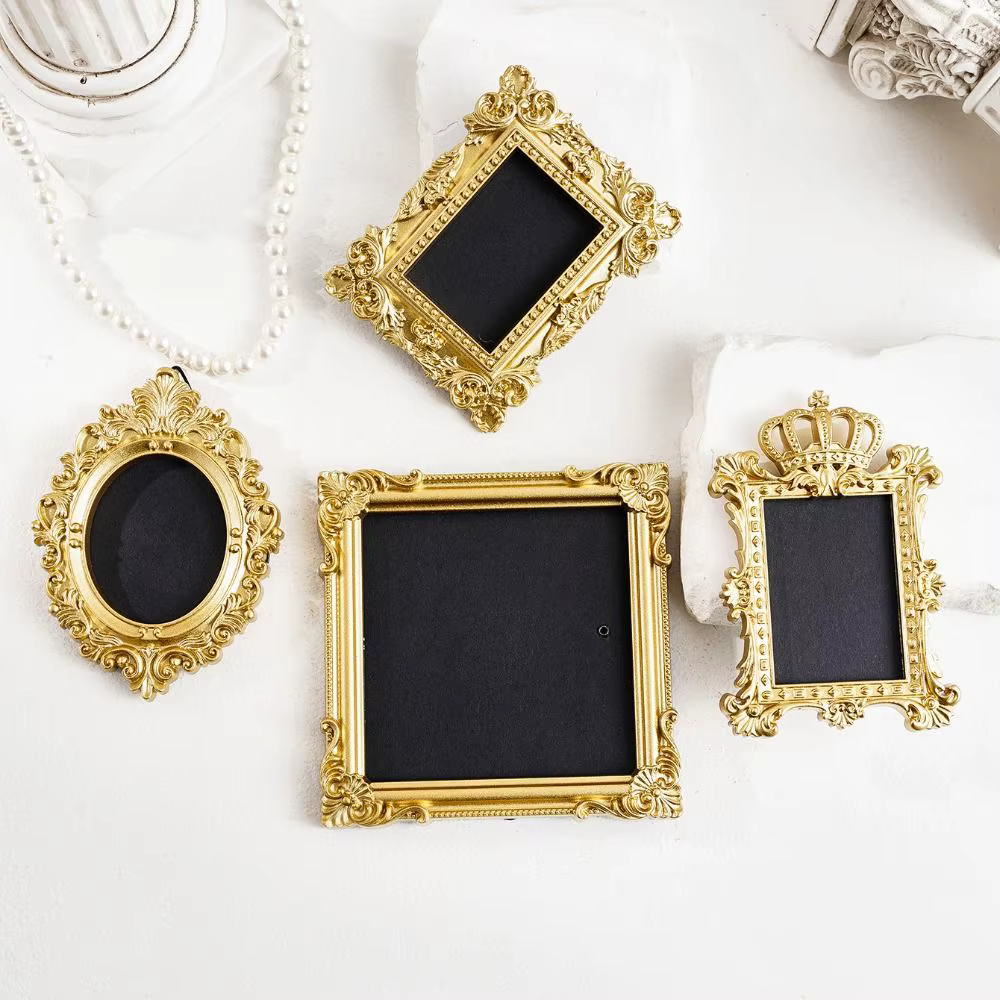 Mini cadres photo suspendus, accessoires photographiques, cadre photo vintage en résine, cadres de présentation créatifs ornés de style baroque, cadeaux