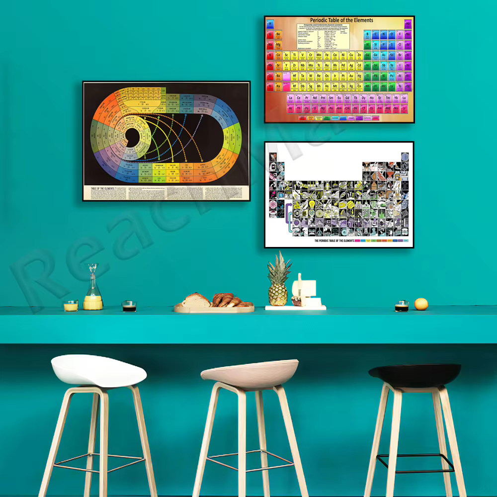 Affiche de chimie avec illustration de la table périodique vintage, art mural minimaliste scientifique, impression décorative pour la maison, cadeau, œuvre d'art éducative