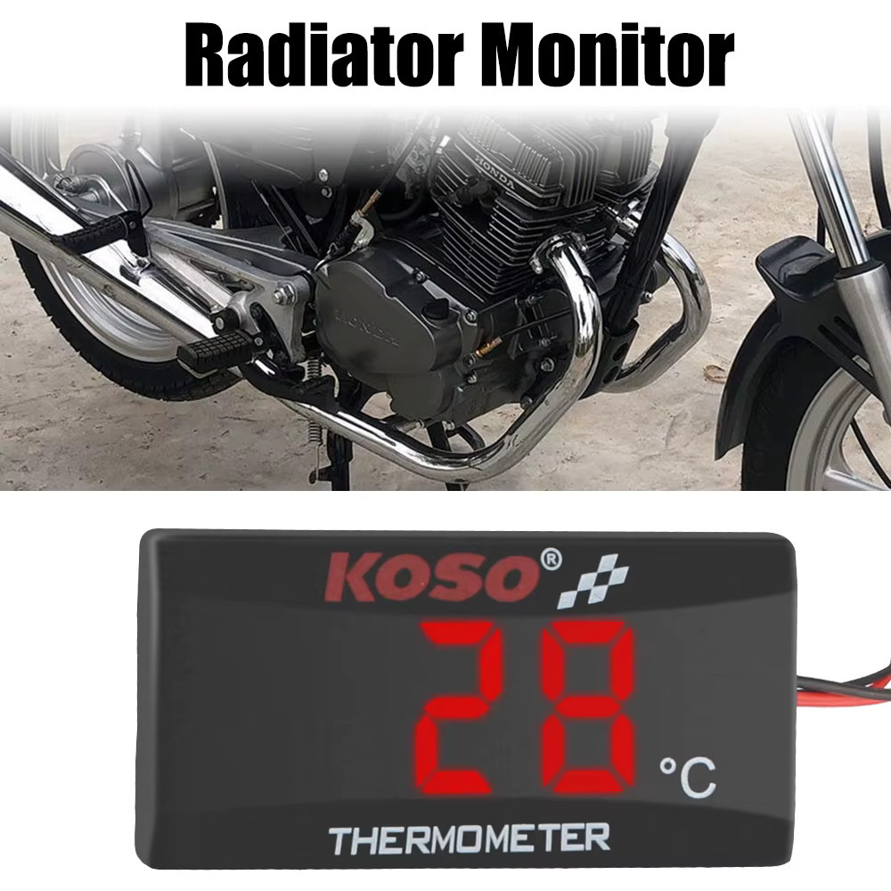 Therye.com Indicateur de température de moto avec capteurs, eau précieuse, rénovation, compteur d'iode, moniteur, 12V, 0 ~ 120 °C