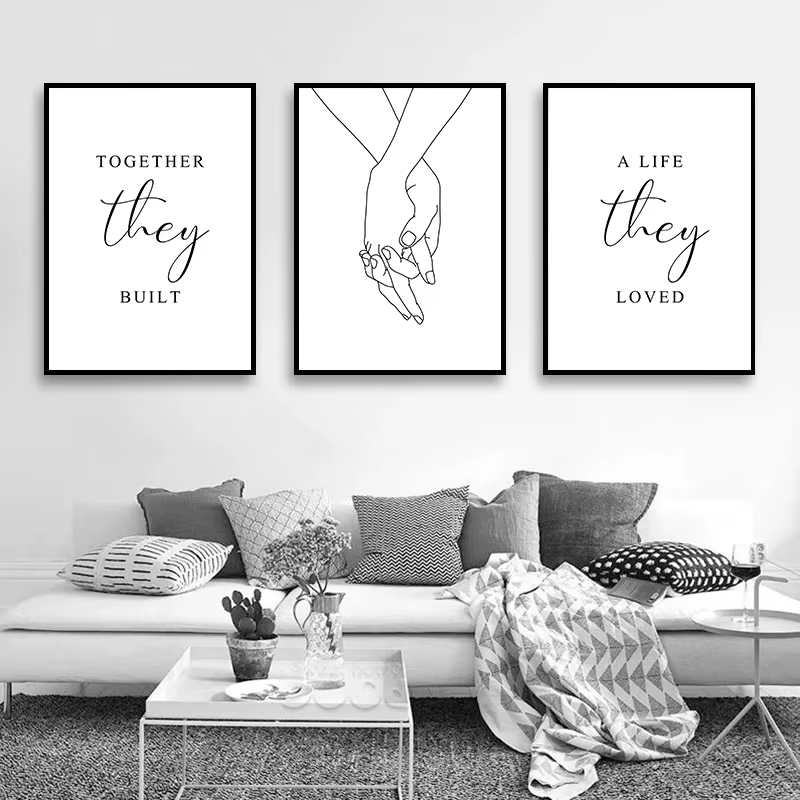 Affiche d'amour de Style scandinave, toile noire et blanche, peinture, images murales pour salon, décoration nordique, Art de la maison