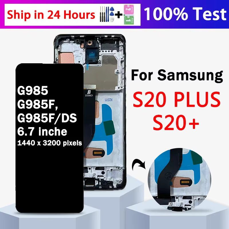 Écran TFT 6.7 "pour Samsung S20 Plus avec cadre, pour Samsung S20 + G985F G986B écran Lcd remplacement de l'écran tactile numérique