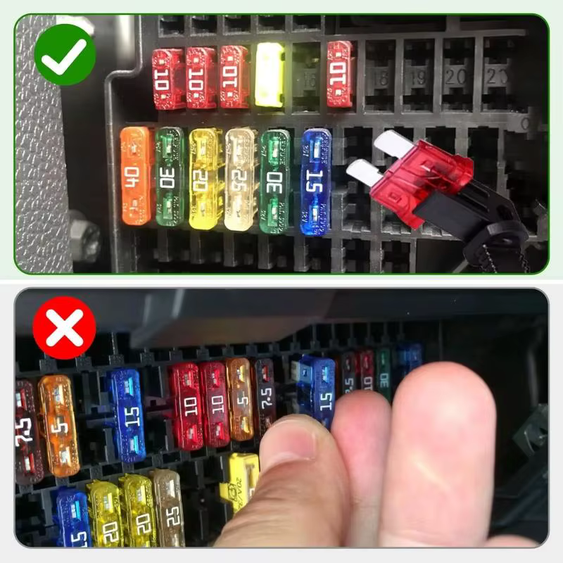 Kit de retrait de fusibles de voiture 4 pièces, outil de démontage rapide et facile avec support intégré pour la réparation