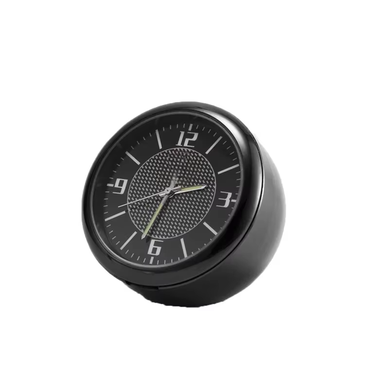 Mini horloge analogique universelle pour voiture avec aiguilles lumineuses, double fixation (ventilation et autocollant), petite montre ronde pour tableau de bord de véhicule